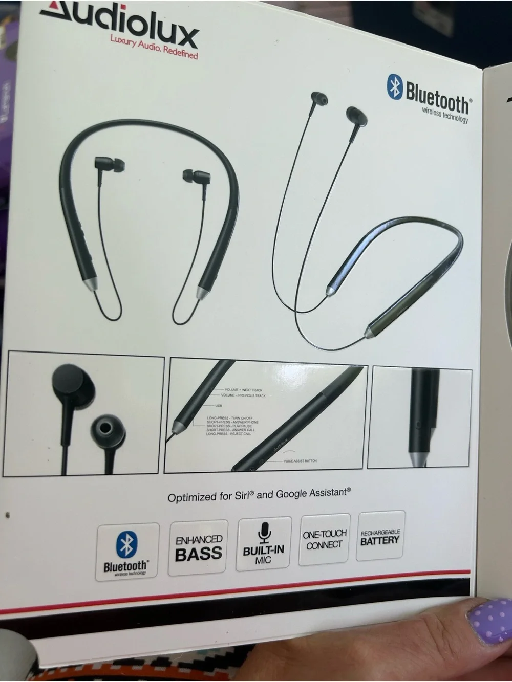 Black Wireless Neckband Headset - Bluetooth